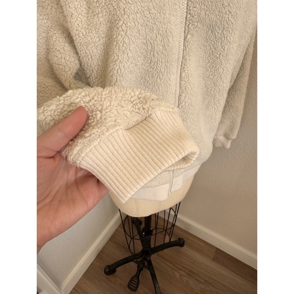 Athleta Tugga Sherpa Fleece Jacket Ivory Full Zip Long Sleeve Size M - Picture 9 of 12